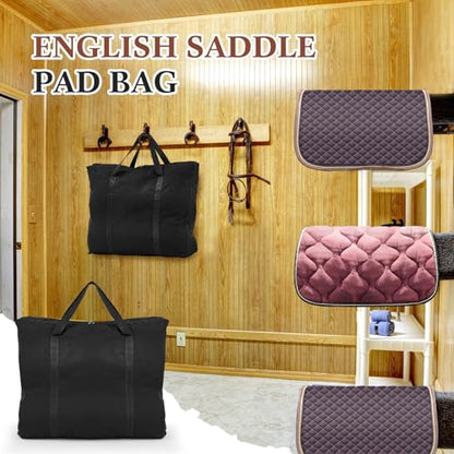 English Saddle Pad Bag Oxford Cloth Multiple Compartments Horse Saddle Pads Convenient Western Storage for Horses Grommets Multi Carrier for Equestrian Air Circulation