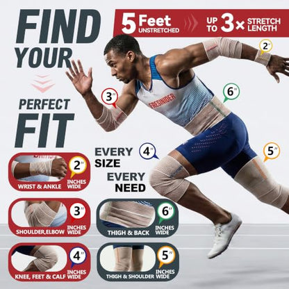 FRESINIDER Premium Elastic Bandage Wrap 4 Inch, 8 Pack, Hook and Loop - color: 8 Pack X 4 Inches