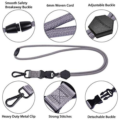 Wisdompro 23 inch Round Cord Lanyard with Safety Breakaway Buckle - color: Gray