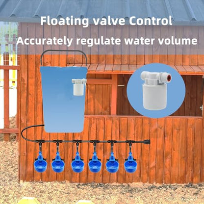 Automatic Chicken Waterer, 6 Cups Float Controlled No-Spill Dispenser