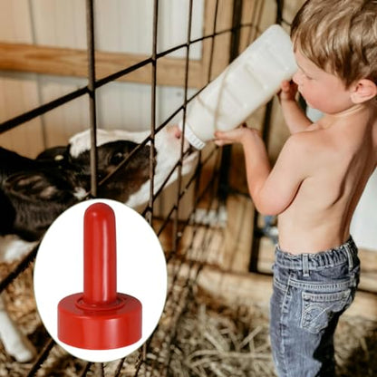 SUPVOX 5 Pcs Red Rubber Calf Milk Nipples: Food Grade Livestock Nursing Pacifier Pack - Thickened Wear Resistant Fake Teat Feeder Replacements for Goat Lamb Calf Cattle Bucket Bottle