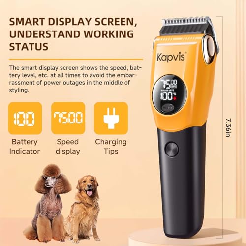 Dog Clippers for Grooming Thick Hair with LED Light,Poodle Grooming Kit with 6 Guide Combs for Dogs Cats Sheep Animals - color: Green