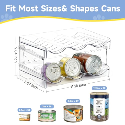 Cat Food Can Organizer 2-Tier Hold 36 Cans 3.5oz Transparent Cat Can Rack - size: 2 Layers