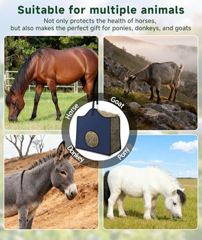 Hay Feeder for Goats and Horses - Slow Feed Design, Heavy Duty Hanging Hay Bag for Barn, Trailer & Paddock, Easy to Hang & Clean(2pcs, Navy Blue) - color: 2pcs-navy blue