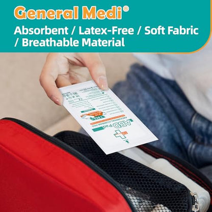 General Medi Sterile Abdominal Combine Pads - 25 Count 5" x 9" Individually Wrapped Absorbent & Thick Pads