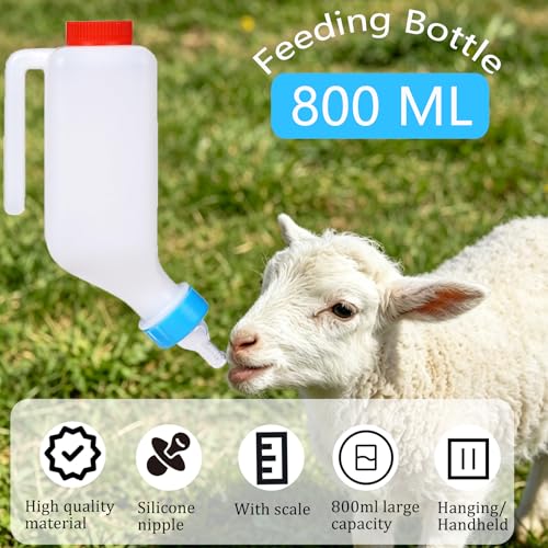 2pcs 800ml Lamb Feeding Bottle Thickened Goat Feeder Bottles Hang Upside Down Livestock Milk Bottle with Measurements Fawns Nursing Bottles for Goat Lamb Fawns Nigerian Dwarf Doeling