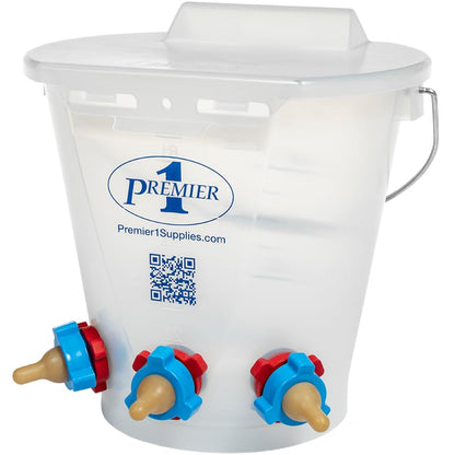 Premier 1 Lamb 'N' Goat Kid Prima Orphan Feeding Bucket – 2 Gal, Round - size: 2 Gallon Round - 3 Holes