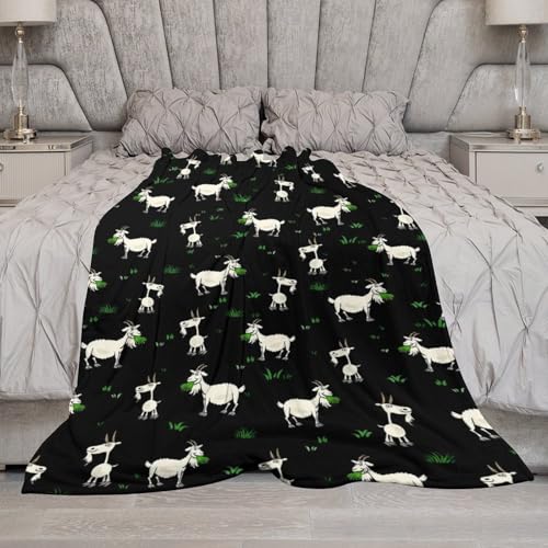 Goat Fleece Throw Blanket for Couch Adults Teens 40" X 50" - color: Goat, size: 40x50 inch