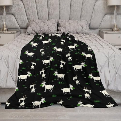 Goat Fleece Throw Blanket for Couch Adults Teens 40" X 50" - color: Goat, size: 40x50 inch