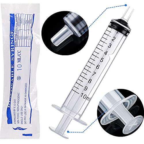 20 Pack 10ml Plastic Sterile Syringes for Science Labs, Liquids Measuring, Dispensing or Little Animals Feeding - style: 20Pack-10ml