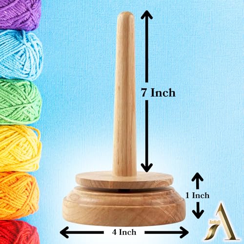 AnNafi® Crochet Yarn Holder for Crocheting & Knitting Twirling, Classic Crochet Wooden Spinner & Thread Holder, Knitting Embroidery Tools, Craft & Sewing Supplies, Yarn Organising Tool for Granny, - color: Natural Wood