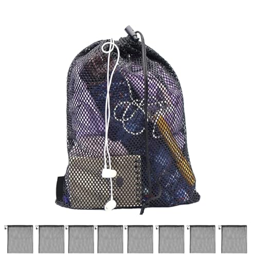 8PCS Mesh Bags Drawstring Bag Set - Nylon Mesh Drawstring Bags with Cord Lock Closure - Delicates Laundry Bag For Washing Machine - Small Gym Bag for Basketball, Volleyball, Football, Golf Stuff Balls