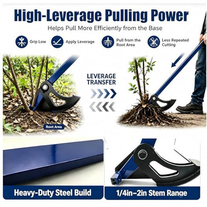 Sapling Puller Tool, 56-Inch Heavy Duty High-Leverage Tree Root Puller for 1/4 to 2 in Woody Stems, Fully Uproots Trees, Shrubs, Vines and Thorns, Invasive Plant Remover for Landscaping