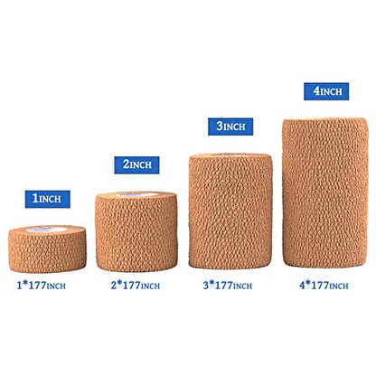 Self Adhesive Bandage Multi Size, Cohesive Medical Tape, Breathable Waterproof Elastic Athletic Non-Woven Bandage, 8 Rolls Sports Wrap Tape for Wrist and Ankle - size: Mix Size - 8 Rolls