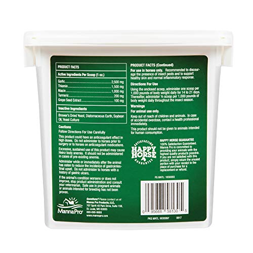 Manna Pro Nature’s Force Bug Clear Horse Supplement, Horse Care, Natural Insect & Fly Defense, Supports Skin & Coat Health, NASC Quality Seal, 2 lb Bucket