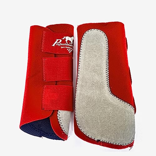 Professional's Choice Equine Easy-Fit Front Leg Splint Boot | Hook & Loop Closure | Sold in Pairs | One Size Fits All - color: Crimson Red, size: One Size