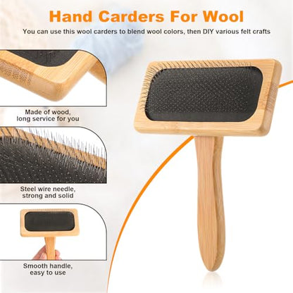2 Pcs Wool Carders, Hand Carders for Wool Needle Felting Brush Needle Felting Carding Brushes Tools for Craft Felt Project(Black)