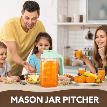 Mihlapi 32 oz Breast Milk Pitcher, 1 Quart Glass Mason Jar with Lid - color: Green, size: 32 Ounces