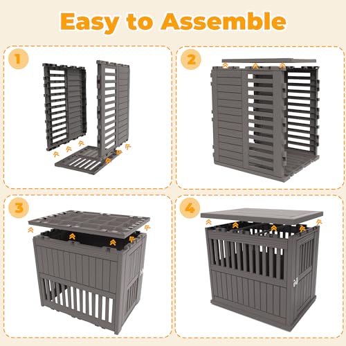 Vixzen Outdoor Duck House, PP Resin Poultry Shelter, Gray - color: Gray, size: 29.7"L x 21.3"W x 25.3"H