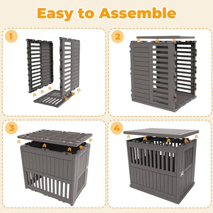Vixzen Outdoor Duck House, PP Resin Poultry Shelter, Gray - color: Gray, size: 29.7"L x 21.3"W x 25.3"H