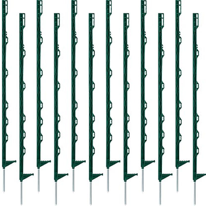 Sintuff 50 Pack Electric Fence Posts, 40 Inch Plastic Step in Heavy Duty Sturdy Fence Posts for Farm Garden Yard Temporary Outdoor Wire Fencing(Green) - color: Green