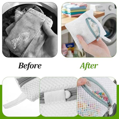 Tyqour 4pcs Small Mesh Laundry Bags, Anti-Sticking Laundry Pod Bags, Durable Polyester Storage Bags for Scented Beads, Travel Laundry Organizer, Protect Delicate Garments