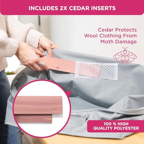 Cedar Clothes Storage Bag Organizer, Protects From Moths, Set of 2, Grey - color: Grey