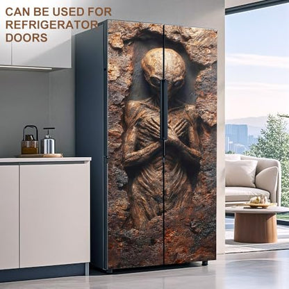 Alien Creature Door Mural, Sci Fi Fossil Fantasy Door Cover - color: Colorful2205