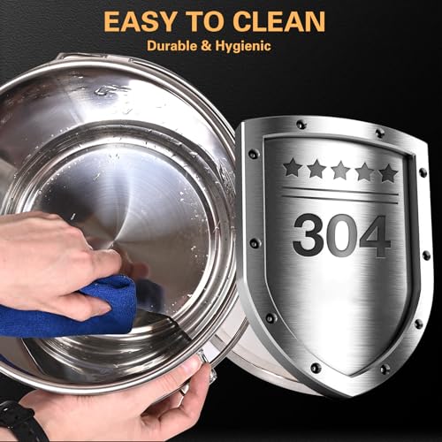 21L/5.6GAL and 12L/3.2GAL Stainless Steel Airtight Canister, Food Storage Canisters with Lid&Locking Clamp for Rice Flour Sugar Grain Coffee Bean Storage Containers (12L & 21L,2 CANISTERS)