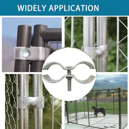1-5/8" Chain Link Fence Panel Clamps, Galvanized Fence Dog Kennel Saddle Clamps, 8pcs for 42mm Pipe Panel Frames (1 5/8'') (Pack of 2) - size: 1 5/8'' (Pack of 2)