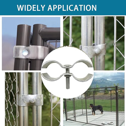 1-5/8" Chain Link Fence Panel Clamps, Galvanized Fence Dog Kennel Saddle Clamps, 8pcs for 42mm Pipe Panel Frames (1 5/8'') (Pack of 2) - size: 1 5/8'' (Pack of 2)