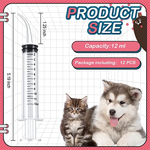 12 Pieces 12 ml Baby Birds Hand Feeding Syringes, Parrots Syringe Feeder