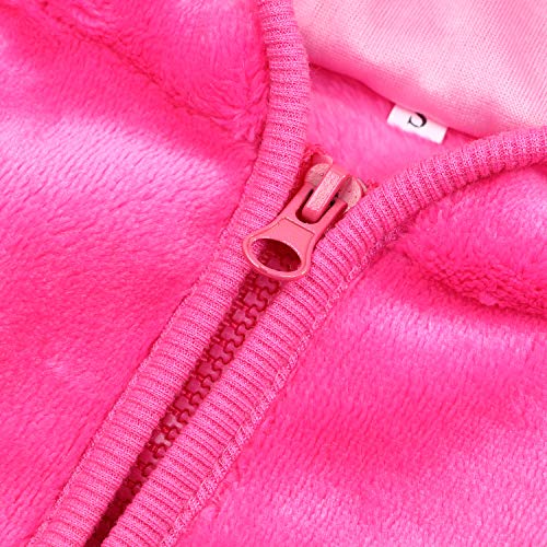 Noubeau Infant Baby Boys Girls Fleece Ears Hat with Lined Hooded Zipper Up Jacket Coat Tops Outwear Overcoat Warm Fall Winte - color: Pink, size: 0-6 Months