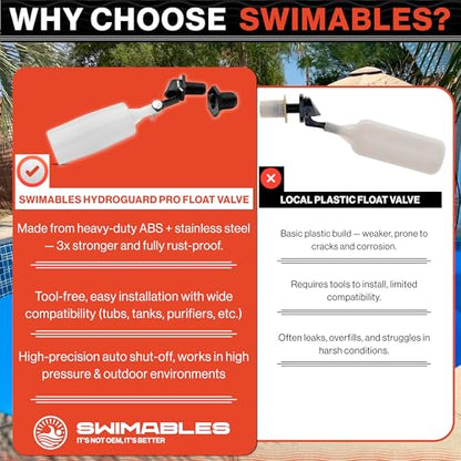 Swimables 3/8" and 1/2" Pool Auto Fill Float Valve Replacement | Includes Adapter From 3/8 Inch to 1/2 Inch | Compatible with Most Water Float Valve For Water Tank and Pool Water Leveler Auto Fill