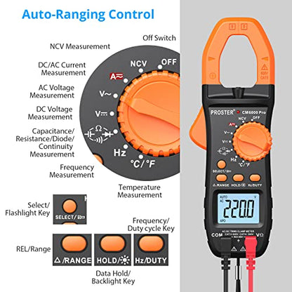 Proster Electrical Test Tool - TRMS Clamp Meter 6000&NCV Voltage Tester Pen