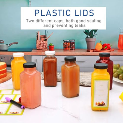 12PCS Juicing Bottles Reusable Glass,12 OZ Glass Jars with Lids - size: 12 Ounces