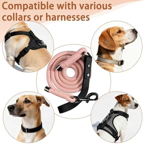 FOVRLZSE 5FT Heavy Duty Dog Leash for Large Medium Dogs, 440LBS Break Strength PVC Coated Non-Slip Handle, 360 Rotating Tangle-Free Buckle, Reinforced Waxed Rope for Walking Hiking Training, Pink - color: Pink