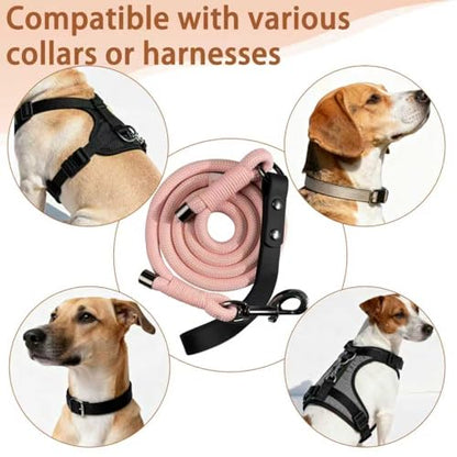 FOVRLZSE 5FT Heavy Duty Dog Leash for Large Medium Dogs, 440LBS Break Strength PVC Coated Non-Slip Handle, 360 Rotating Tangle-Free Buckle, Reinforced Waxed Rope for Walking Hiking Training, Pink - color: Pink