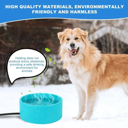 Large Heated Water Bowl for Dog & Cat, Waterproof Heated Pet Bowl Heater for Chickens Rabbit Livestocks, Heated Bird Bath for Winter, 108 OZ 30 Watts - size: Medium