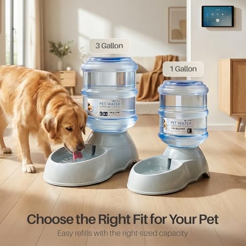 Flexzion Gravity Pet Water Dispenser Drinking Station for Dogs Cats (3 Gallon) Automatic Replenish Waterer for Small Large Breed Dog Cat,Feeding Watering Fountain Supplies Bottle Dish Bowl - size: 3 Gallon