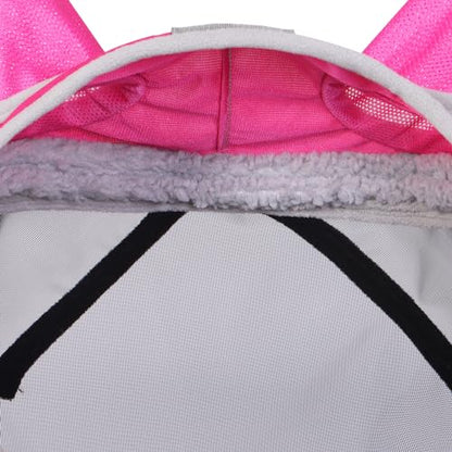 Harrison Howard CareMaster Pro Luminous Fine Mesh UV-proof Fleece Padding Fly Mask Half Face Flamingo (L; Full Size) - color: Flamingo, size: Large (Horse)