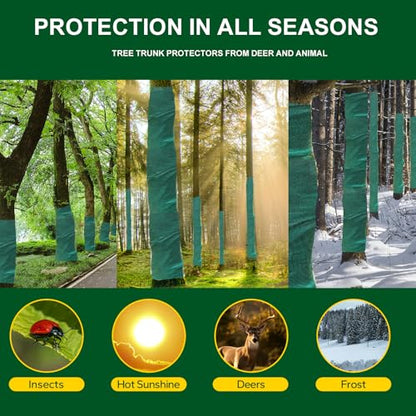 120ft Tree Wrap to Protect Bark, Tree Wrap for Damaged Bark, Tree Trunk Wrap to Keep Plants Warm and Tree Trunk Protectors from Deer and Animal, Durable and Effective, Green - color: 120ft-green