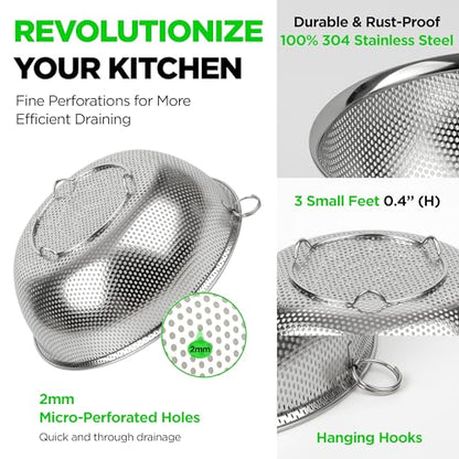 Stainless Steel Colander Set of 4, 3.5-9.5 Qt - size: 3.5+5.5+7.5+9.5QT Colander