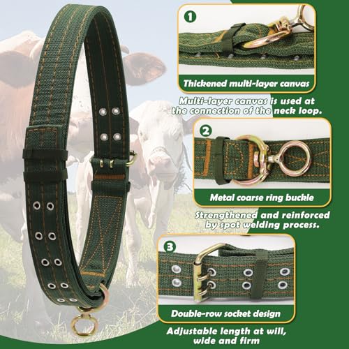 59 Inch Heavy Duty Adjustable Cow Collar with Anti-Lost Cow Bell - size: 59 Inch