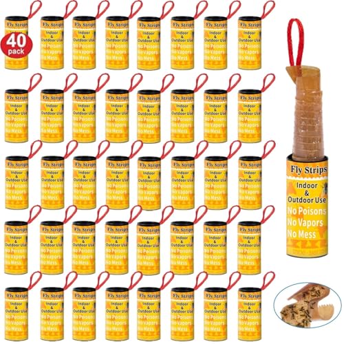 Outdoor Fly Trap Indoor Hanging 40pk, Sticky Fly Strips Tape Paper for Home - size: 40 pack