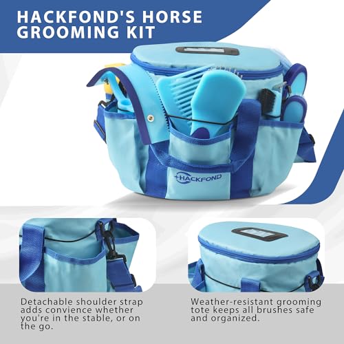 Horse Grooming Kit 9pcs Horse Brush Set with Organizer Tote