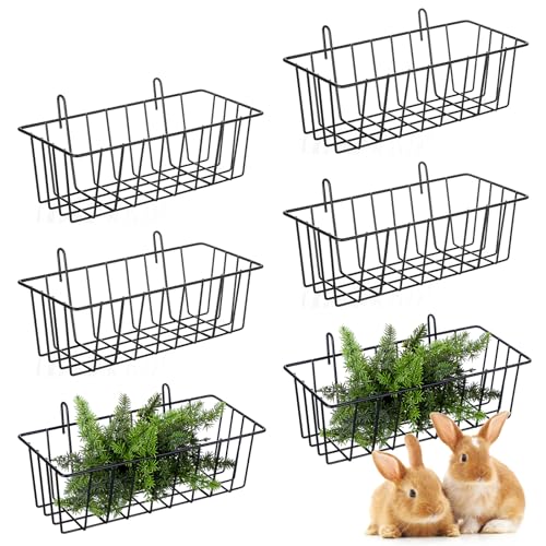 6 Pcs Rabbit Hay Feeder,Bunny Hay Feeder Rack with Metal Frame for Guinea Pig Chinchilla,Large Heavy-Duty Hays Holder Feeders for Rabbits Guinea Pigs, Small Animal Cage Accessories