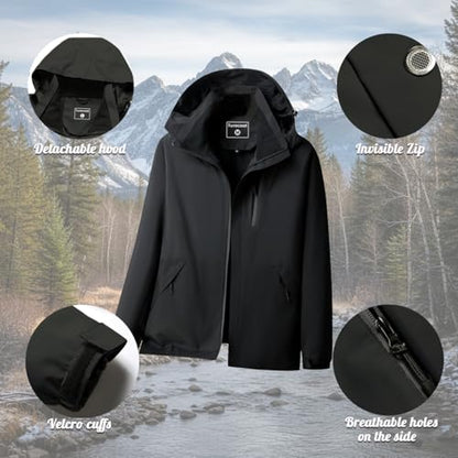 Men's Waterproof Shell Jacket, Lightweight Windbreaker Raincoat, Outdoor Trench Coat - color: Black, size: Medium