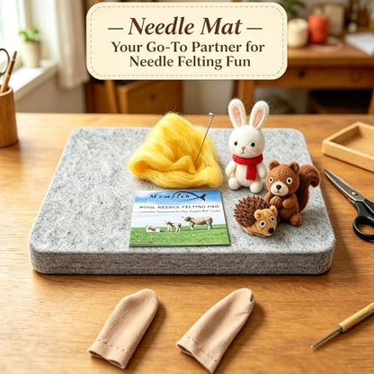 Wool Needle Felting Pad, Felting Mat, Wool Art Block Supplies, 10x8x1 inch | Needled Felt Mat Block,Thick and Firm Base, Includes 1 Pair of Leather Finger Guards,Needle Felting Block for beginners Adult - size: 10inch*8inch