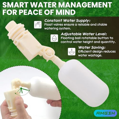 Automatic Animal Drinking Water Bowl | 304 Stainless Steel with Float Valves, 39" Pipe Hose (1/2" Ends), 1/2" to 3/4" adapter, Livestock Water Dispenser for Dog Pig